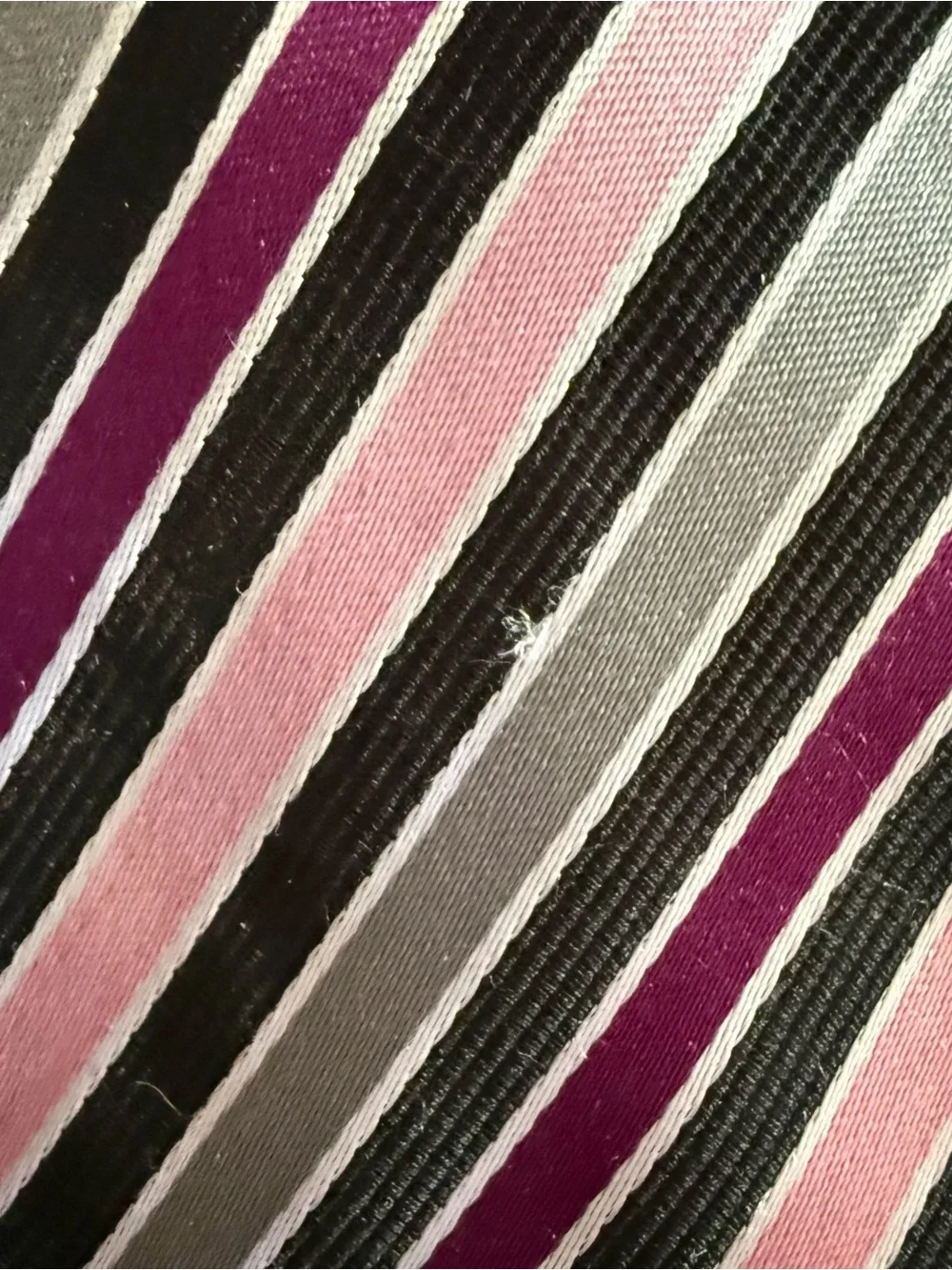 Striped Pink and Black Men's 100% Silk Tie Modern